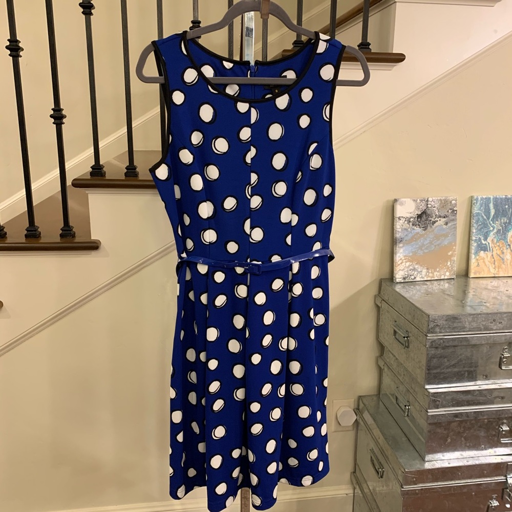I LE New York Cobalt Blue Polka Dot Dress